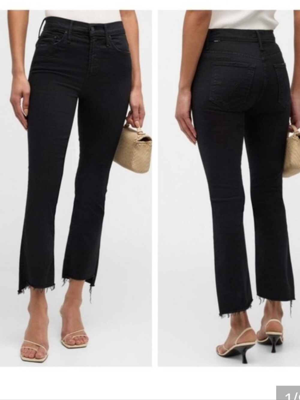 MOTHER Black Ankle Crop High-Rise Jeans